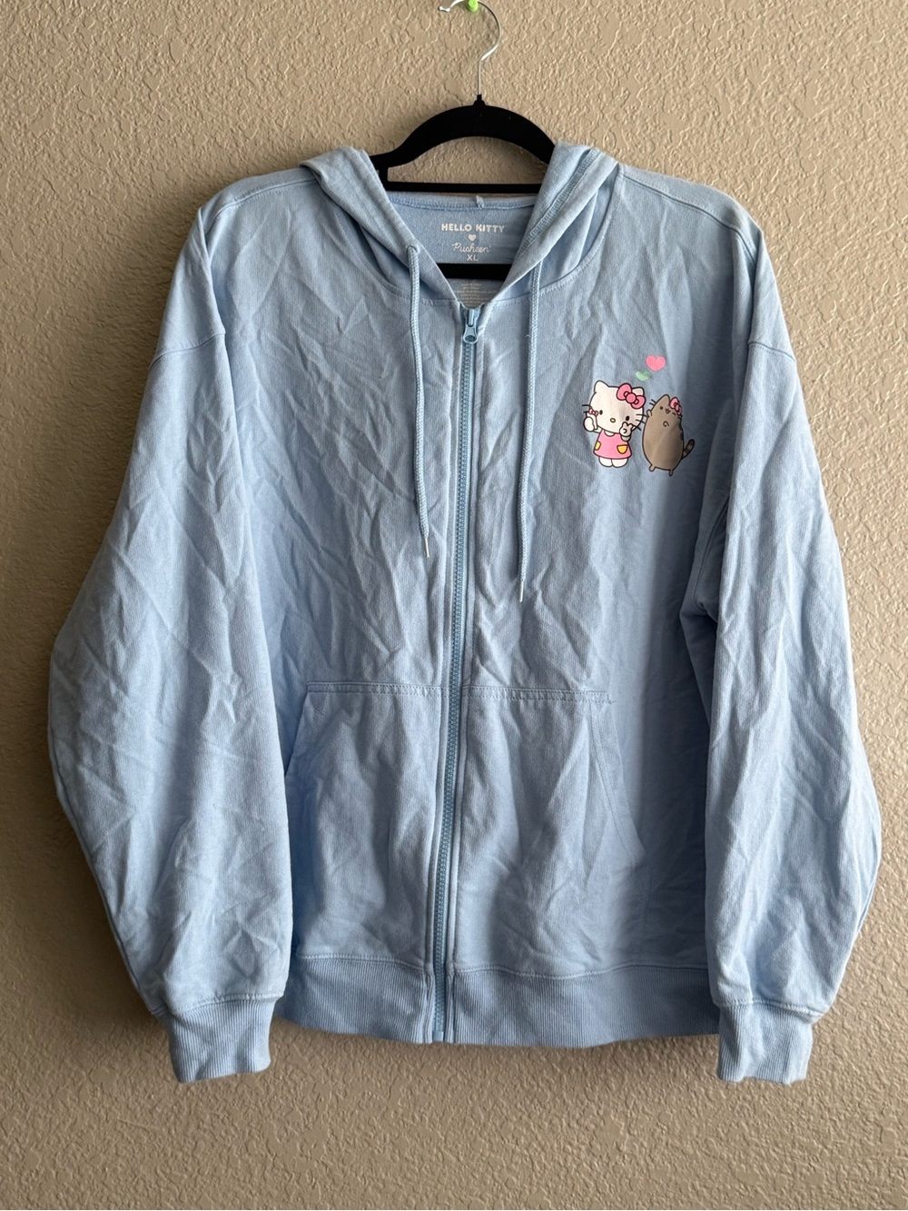Hello Kitty x Pusheen 2021 Collab Blue Zip Hoodie XL Sanrio Kawaii - Picture 6 of 10